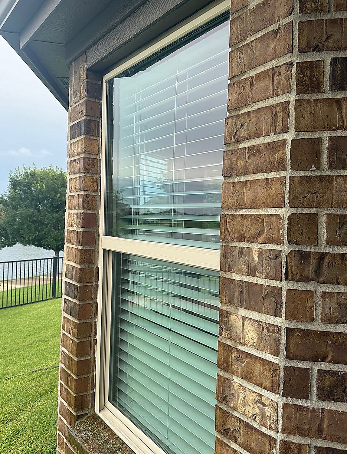 Clean brick home window